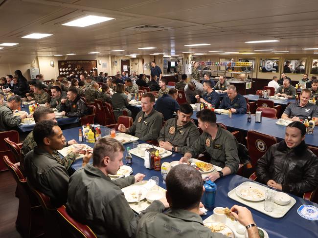 In the officers wardroom aboard the USS America. Picture: Liam Kidston