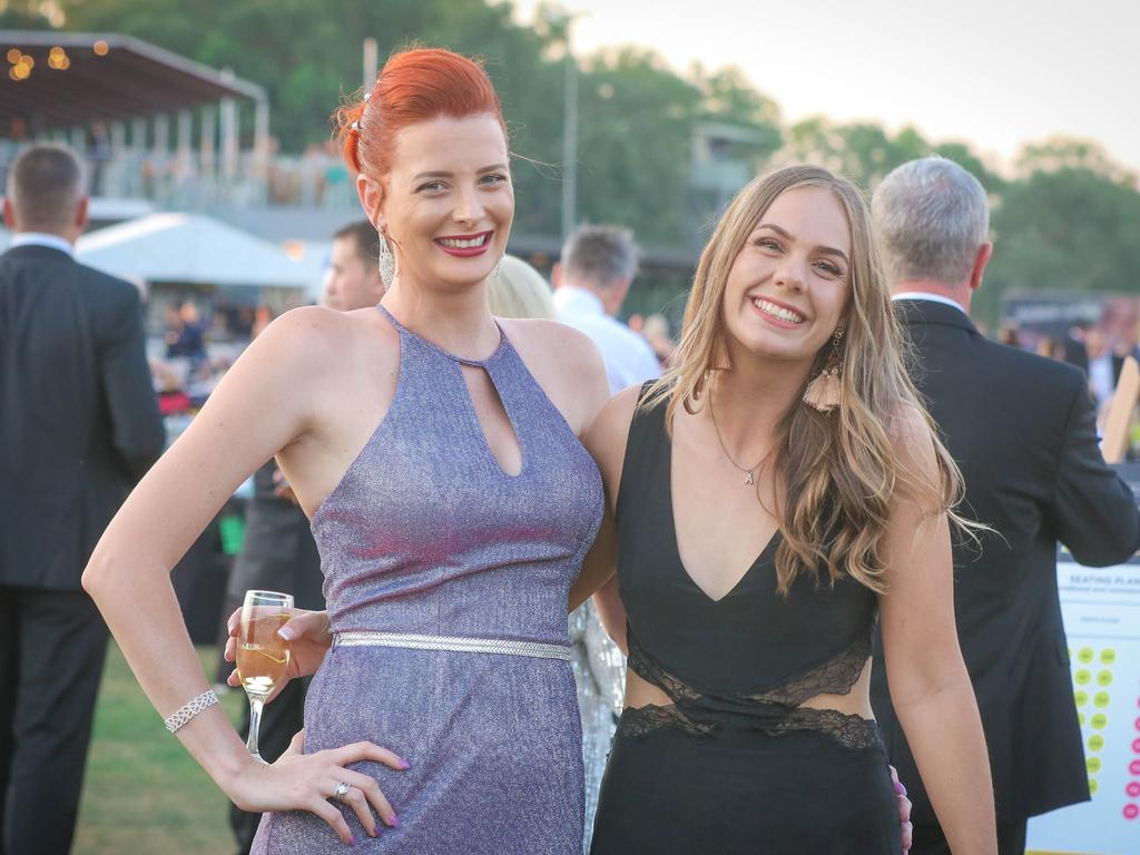 Jessi Allen-Shaw and Angelica McDowell at the Darwin Turf Club Gala Ball. Picture: Glenn Campbell