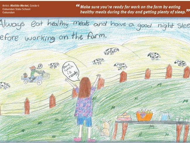 February "Health and wellness" by Matilda Merkel, grade 6, from Oakenden State School for the Farm safety calendar competition. Photo: Contributed