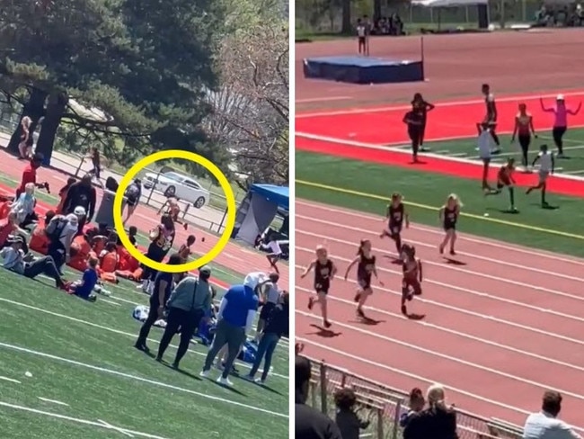 Terence Crawford's daughter Lay Lay lost her shoe in the starter's blocks. Picture: Instagram