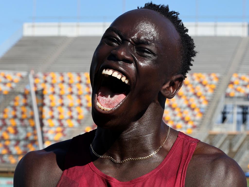 NATHAN AUSTRALIA Friday 6th December 2024 - Australian All Schools Championships at QSAC in Brisbane - Queenslands Gout Gout wins the u/18 100 metre mens final Picture David Clark