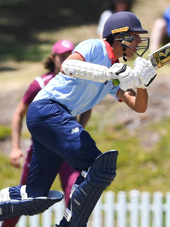 NSW Metro batter Ethan Jamieson during the grand final at Karen Rolton Oval 22 December, 2022, Cricket Australia U19 Male National Championships 2022-23.Picture: Cricket Australia.