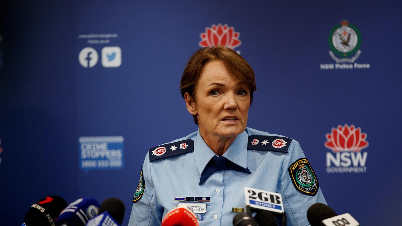 NSW Police Commissioner Karen Webb gave a late-night media conference. Picture: NCA NewsWire / Nikki Short