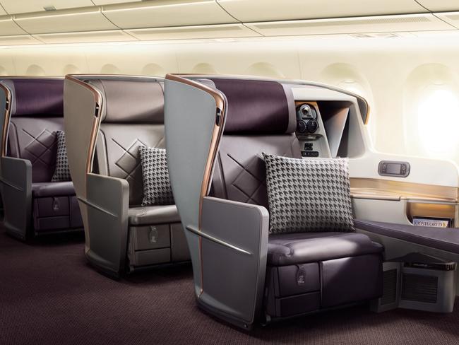 SUNDAY ESCAPE. Singapore Airlines A350 business class seat. Picture: Singapore Airlines