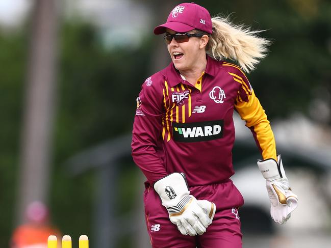 Redmayne with the gloves for Queensland this season. Picture: Chris Hyde/Getty Images