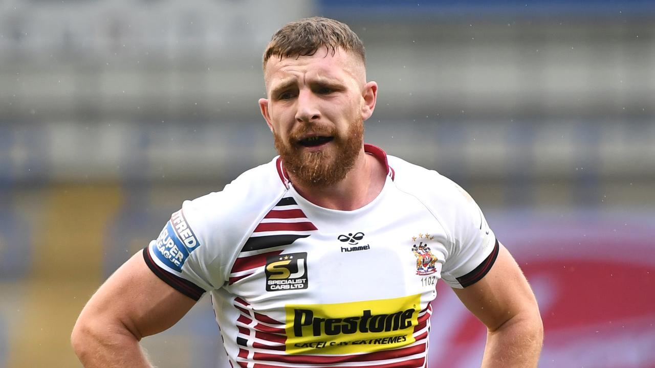 WARRINGTON, ENGLAND - AUGUST 29: Jackson Hastings of Wigan Warriors reacts during the Betfred Super League match between Wigan Warriors and Castleford Tigers at The Halliwell Jones Stadium on August 29, 2020 in Warrington, England. (Photo by George Wood/Getty Images)