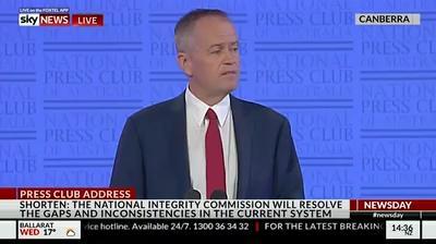 Bill Shorten reveals Labor will establish a federal anti-corruption body if they win the next election