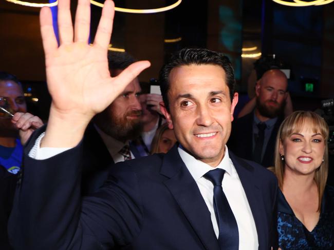 BRISBANE, AUSTRALIA - NewsWire Photos OCTOBER 26, 2024 QLDVOTES24: LNP leader David Crisafulli and his wife Tegan during the party function in Brisbane. Picture: NewsWire/Tertius Pickard