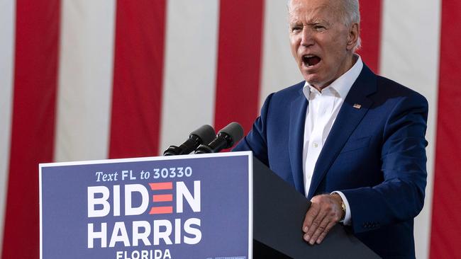 Democratic Presidential Candidate Joe Biden speaks during a rally in Florida.