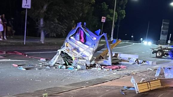 The tray from the Mazdea Ute left lying on the roadway. Picture: Supplied