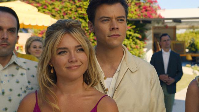 Harry Styles and Florence Pugh in a scene from the movie Don't Worry Darling.