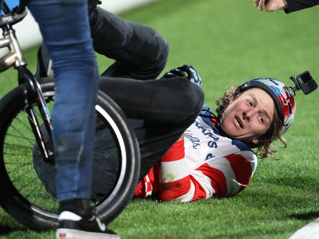 Nitro Circus at Kardinia Park on March 7, 2022. Stunts, crowd reactions, fireworks, plenty of colour. Picture: Mark Wilson