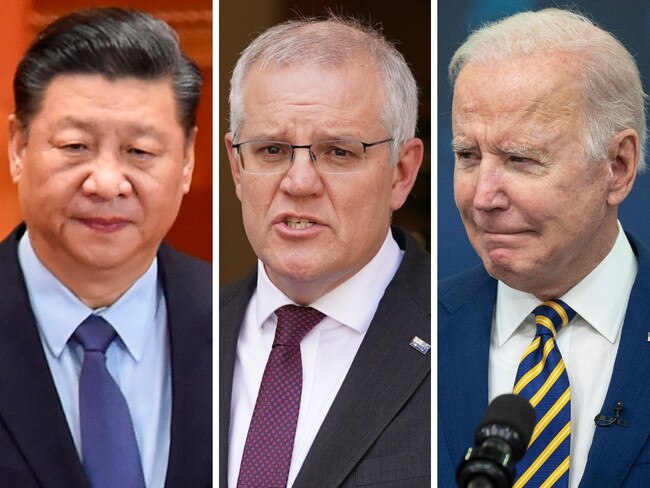 Xi Jinping, Scott Morrison and Joe Biden.