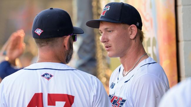 Geelong Baycats pitcher Hayden Peoples made his debut for the Melbourne Aces. Picture: Brendon Beacom.