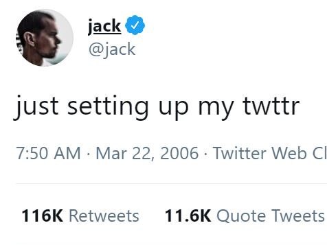 Jack Dorsey's first ever Twitter post.