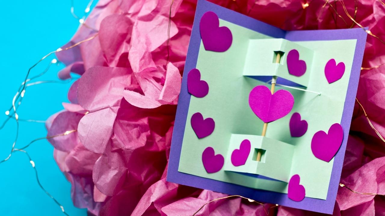 Valentine's Day Paper Flower Heart Card - Little Bins for Little Hands