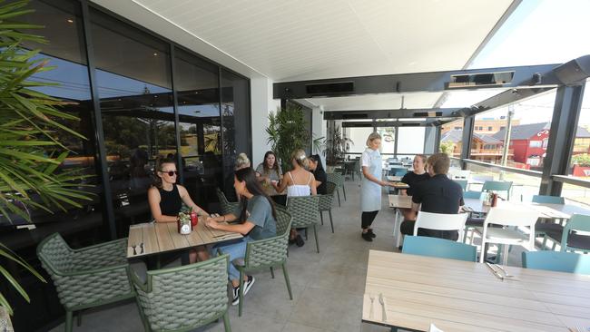 The outdoor dining area at The Miami. Picture: Mike Batterham.