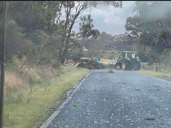 This picture was taken along the New England Highway north of Crows Nest Sunday afternoon. Picture: Twitter/SEQUEST