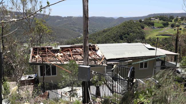 Wongawallan Drive recovers after the Xmas Storms. 201 Wongawallan lost its roof. . Picture Glenn Hampson