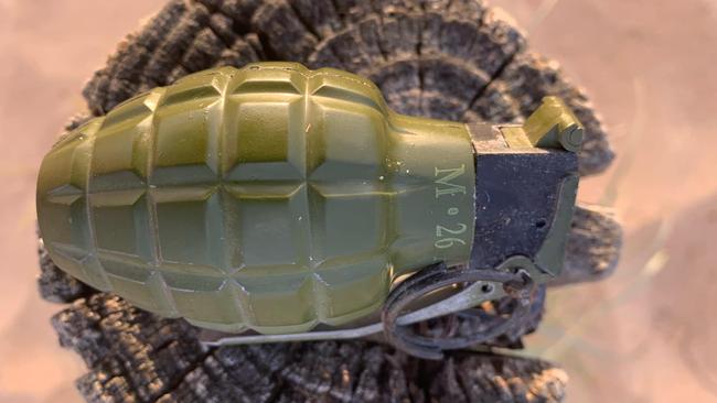 A close-up of the suspected hand grenade. Picture: Facebook