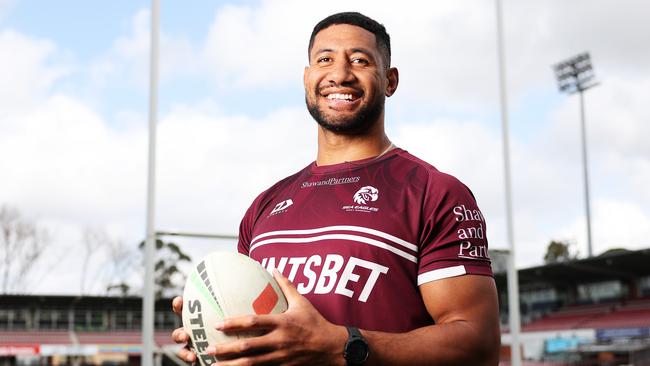 DAILY TELEGRAPH. SEPTEMBER 12, 2024.Pictured at Brookvale Oval today for a Manly Sea Eagles Media Opp is Taniela Paseka. Picture: Tim Hunter.