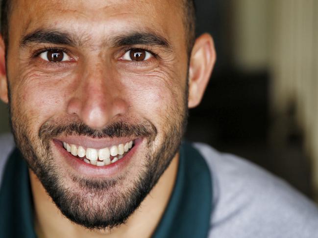 Cricketer Fawad Ahmed at home in his tiny 1 bedroom Newport Apartment. Pic: Michael Klein