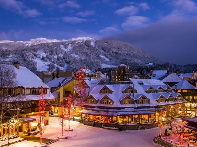 The scenic Whistler village with snowy Blackcomb mountain in background. Picture: iStock