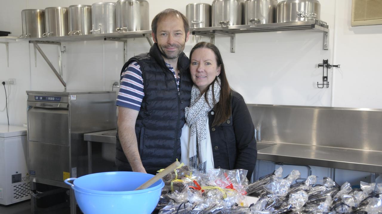 Couple Chris Barnett and Dean Iddon are selling their three businesses Janelle's Kitchen, L'Amour Chocolate and JK's Picnics and Platters. Picture: Rhylea Millar