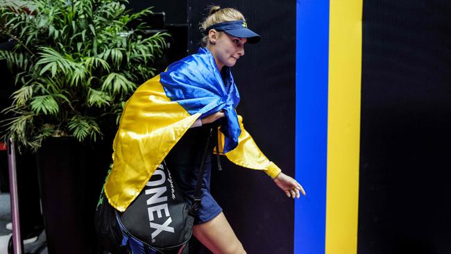 Ukraine’s Dayana Yastremska will donate her prizemoney to help her country’s cause. Picture: AFP