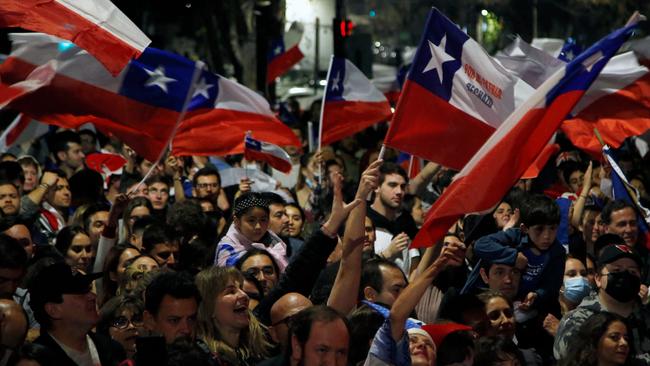 Street celebrations after Chile’s new constitution draft was rejected in 2022.