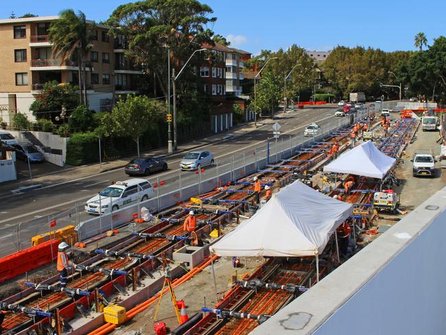 Tracks laid for the Sydney CBD and South East Light Rail on Alison Rd.