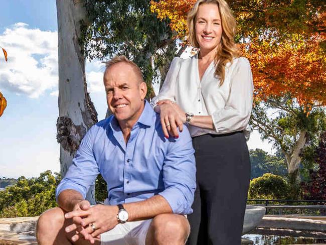 Kay Burton, who is leading philanthropy push in SA, pictured with partner Bali bomb survivor Julian on May 3rd 2024 at her Crafers West home.Picture: Tom Huntley