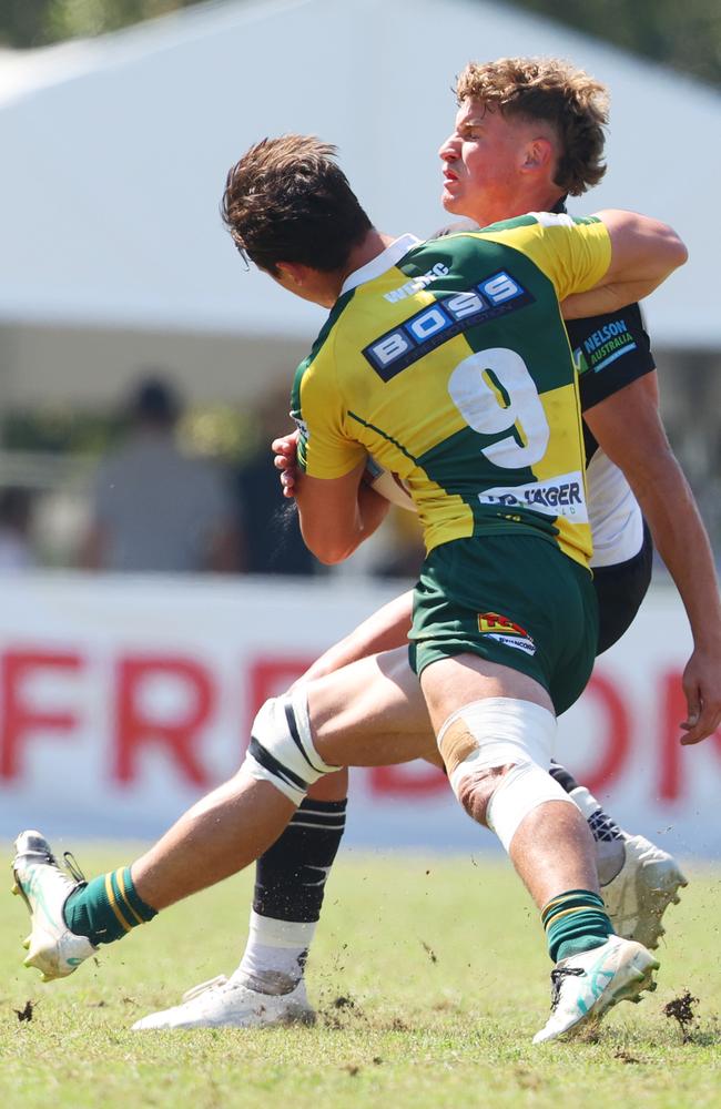 Action from the Premier Colts 1 Rugby Grand Final between Souths and Wests at Ballymore on Sunday. Picture Lachie Millard