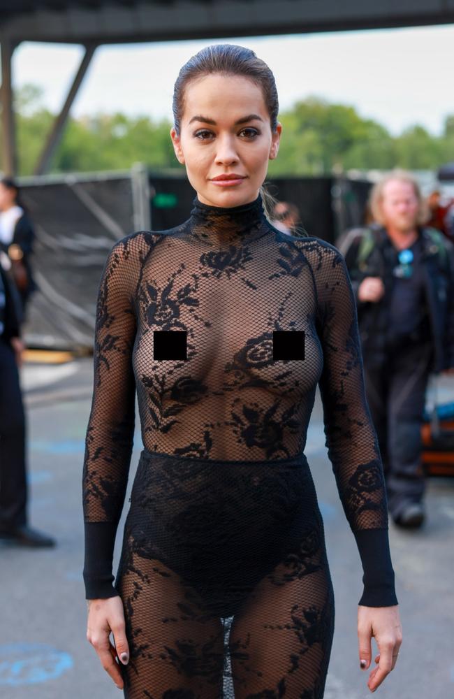 Rita Ora wears see-through lace dress to Paris Fashion Week