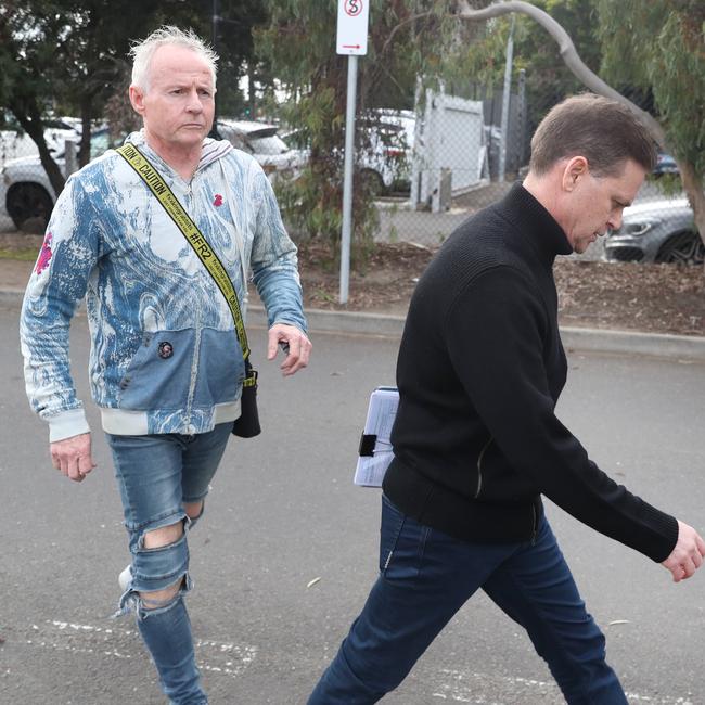 Jockey Danny Nikolic (right) and Pat Lennon (left). Picture: David Crosling