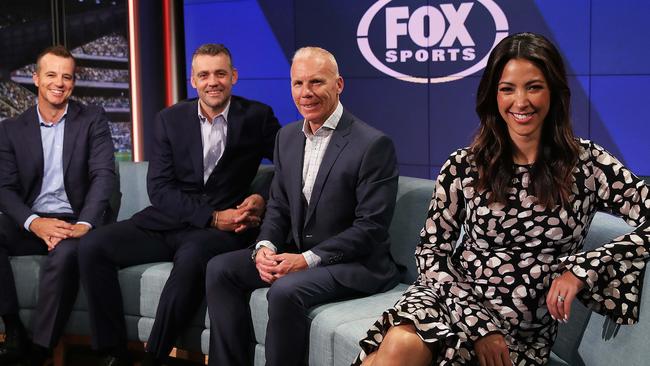 Part of the Fox Sports team for next month’s Asian Cup. (l-r) Adam Peacock, Simon Hill, Robbie Slater and Tara Rushton. Picture. Phil Hillyard