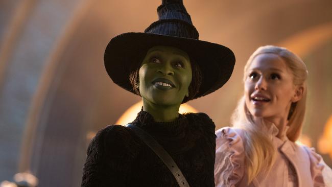 Approved film stills from the movie WICKED. L to R: Cynthia Erivo is Elphaba and Ariana Grande is Glinda in WICKED, directed by Jon M. Chu