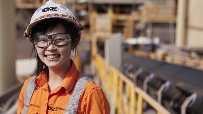 A worker at OZ Minerals' Prominent Hill mine in Far North South Australia.