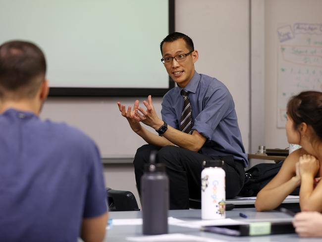 YouTube-famous maths teacher Eddie Woo has taken up a new teaching gig as a Professor of Practice at the University of Sydney, in addition to his duty to the students of Cherrybrook Technology High School. Picture: Jonathan Ng