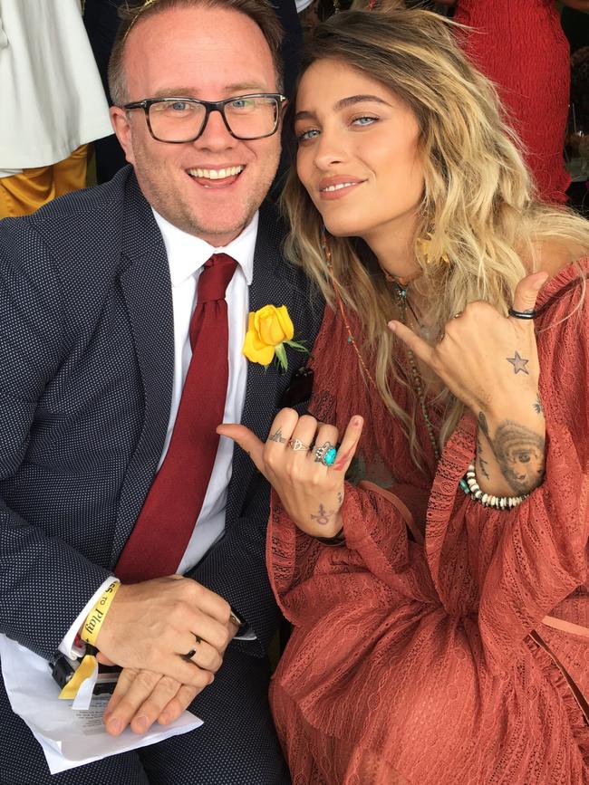 Moran with Paris Jackson at the 2017 Emirates Melbourne Cup Day at Flemington Racecourse.