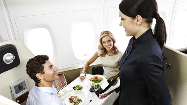 First class dining on Qantas. Picture: Qantas