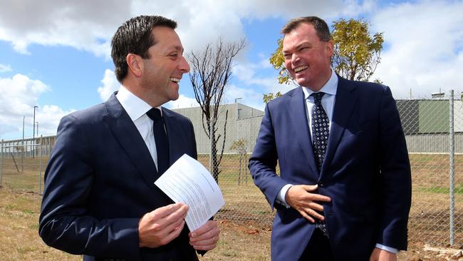 Ed O’Donohue and Matthew Guy. Picture: David Geraghty