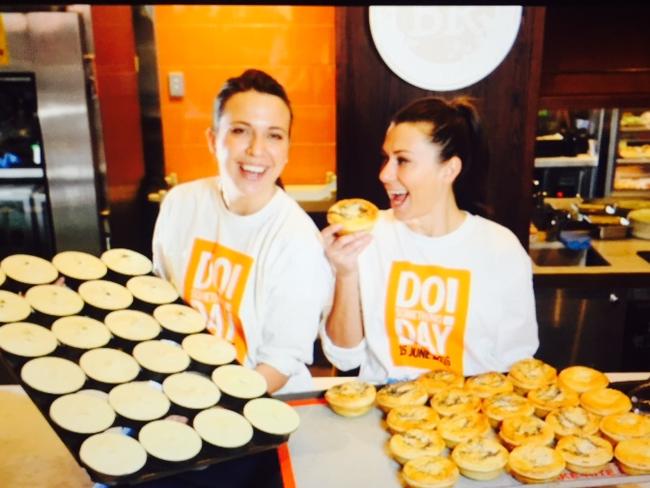 Sammy and Bella baking up a swag of tasty pies this morning for those in need.