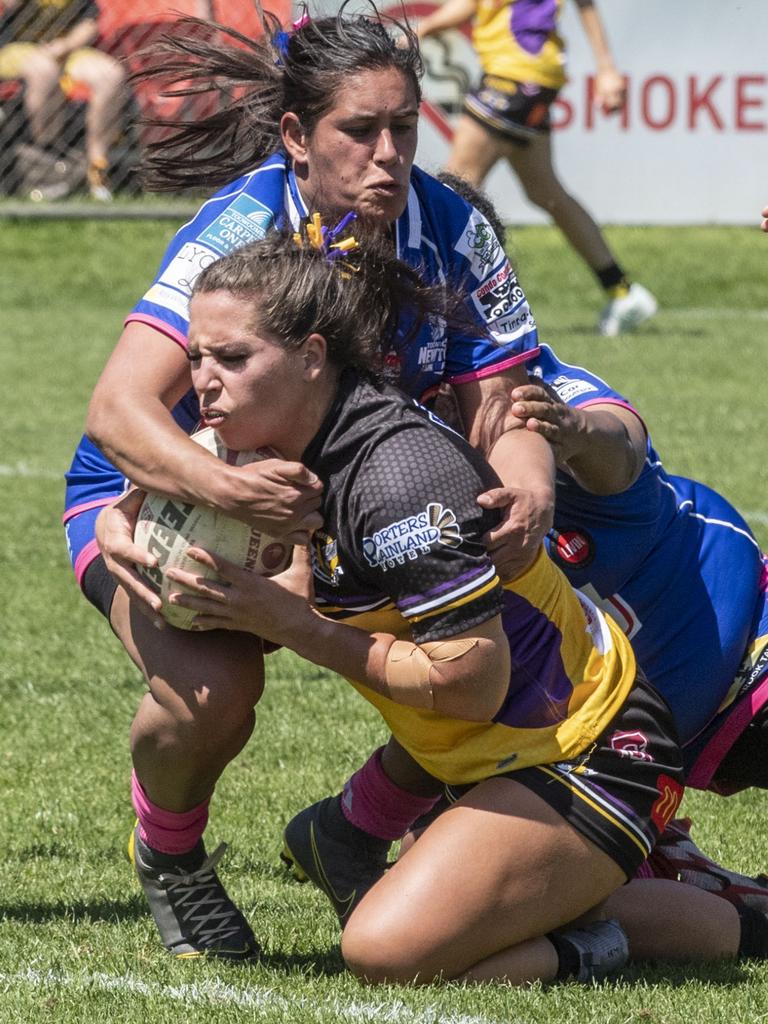 Tara Reinke scores a try for Gatton in the 2022 grand final. Picture: Nev Madsen.