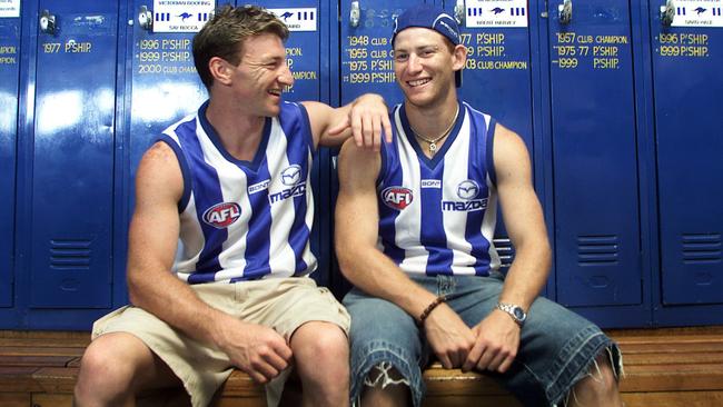 Brent and Shane Harvey together at North Melbourne. Picture: David Crosling