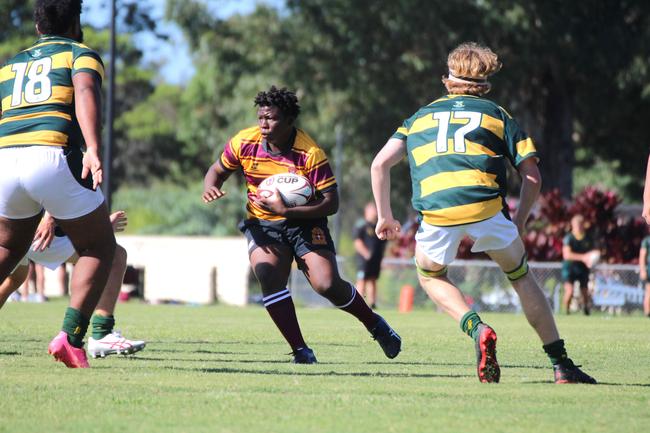 Ballymore Cup rugby action at the Albany Creek Brumbies Junior Rugby Union Club on Friday, April 12, 2024.
