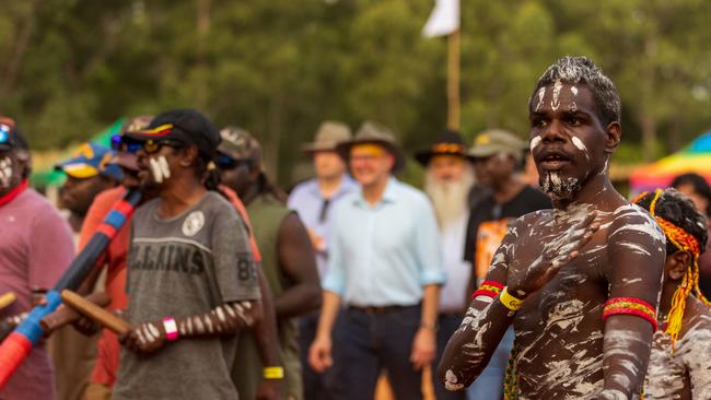 A Yolngu dancer during Garma Festival 2022 at Gulkula. Picture: Tamati Smith/Getty Images