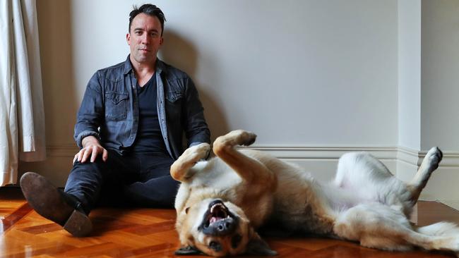 Christian O'Connell with his dog Nisha. Picture: Aaron Francis