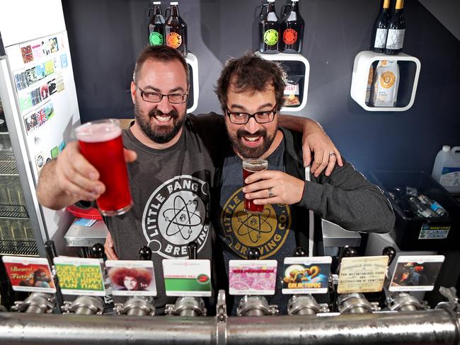 Little Bang Brewery directors Filip Kemp and Ryan Davidson. Their brewery celebrated its one-year anniversary this week. Picture: Dylan Coker