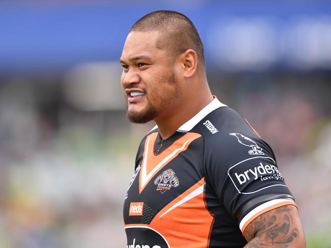 2021 NRL Round 01 - Canberra Raiders v Wests Tigers, GIO Stadium, 2021-03-14. Joey Leilua. Digital image by Robb Cox � NRL Photos